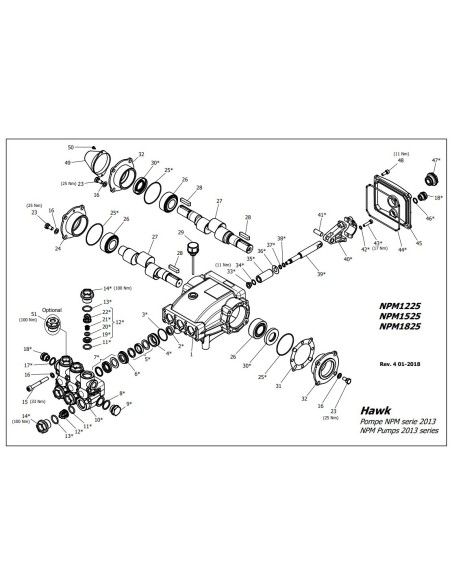 Bomba Hawk Leuco NPM1728GR 280 bar 17 l/min 3400 RPM