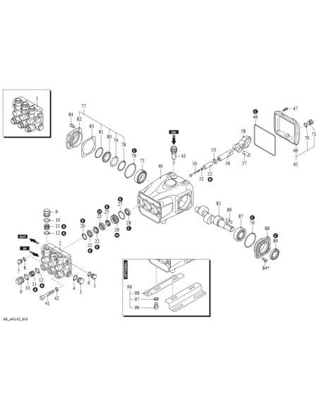BOMBA AR RG. 21.25HN DX 250 BAR 21 L/MIN D.24mm 1450 RPM