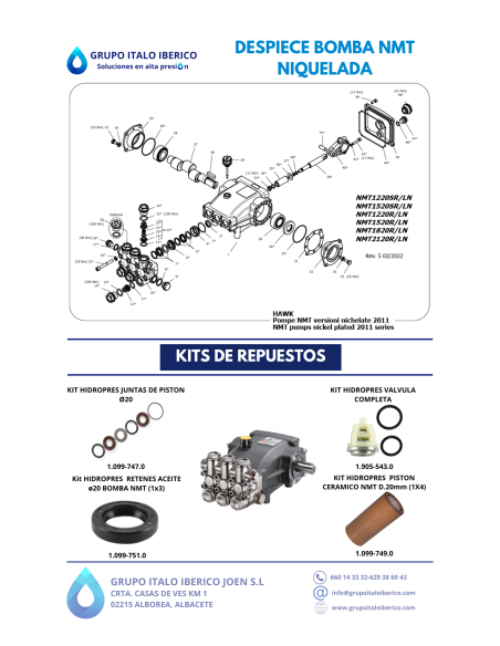 Bomba alta presión Hawk Leuco NMT2120CWL 200 bar 21 l/min