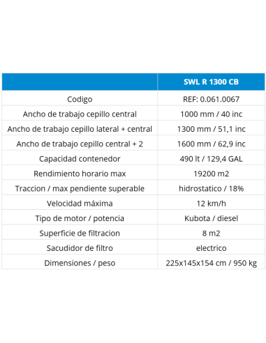 SWL R 1300 CB | Barredora Industrial de Operador a Bordo | Hidropres