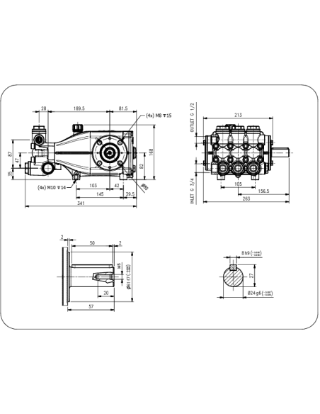 Bomba alta presión Hawk Leuco XLT3020HTIR 200 bar 30 l/min