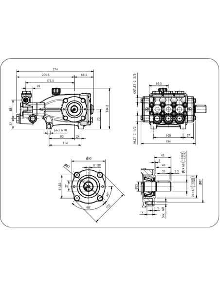 Bomba alta presión Hawk Leuco NMT2120HTR 200 bar 21 l/min