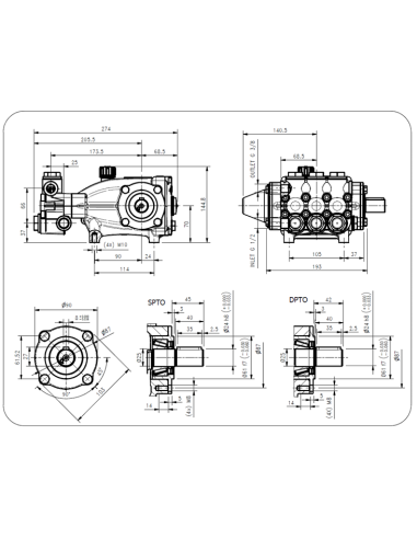 Bomba alta presión Hawk Leuco NPM1825R 250 bar 18 l/min