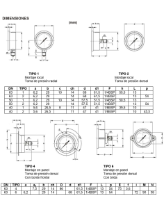 MANOMETRO AP 600 BAR 1/4 POSTER. D.63mm 2
